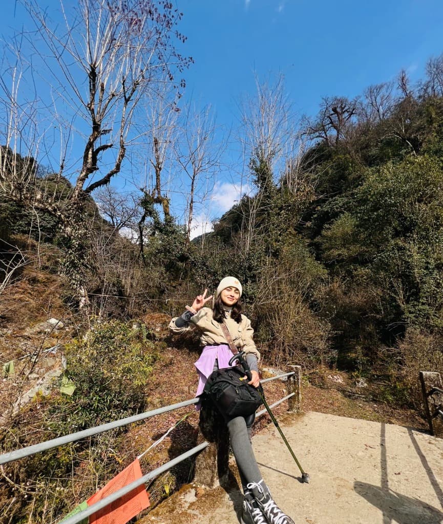 Sharmila Shahi outdoors on mountain trail