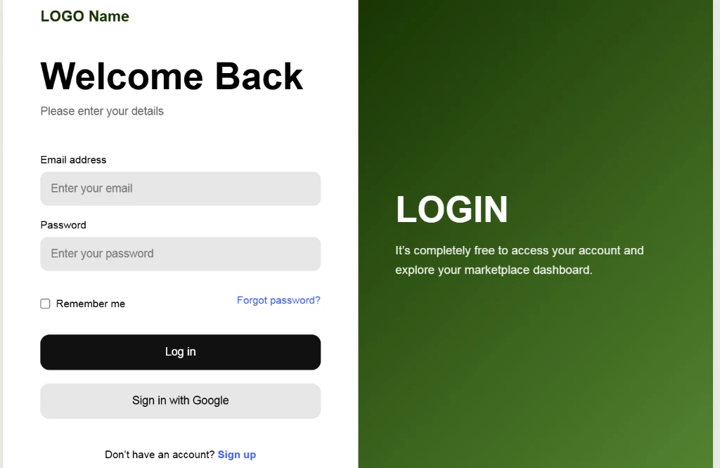 Hamro Bazar user and seller login authentication portal