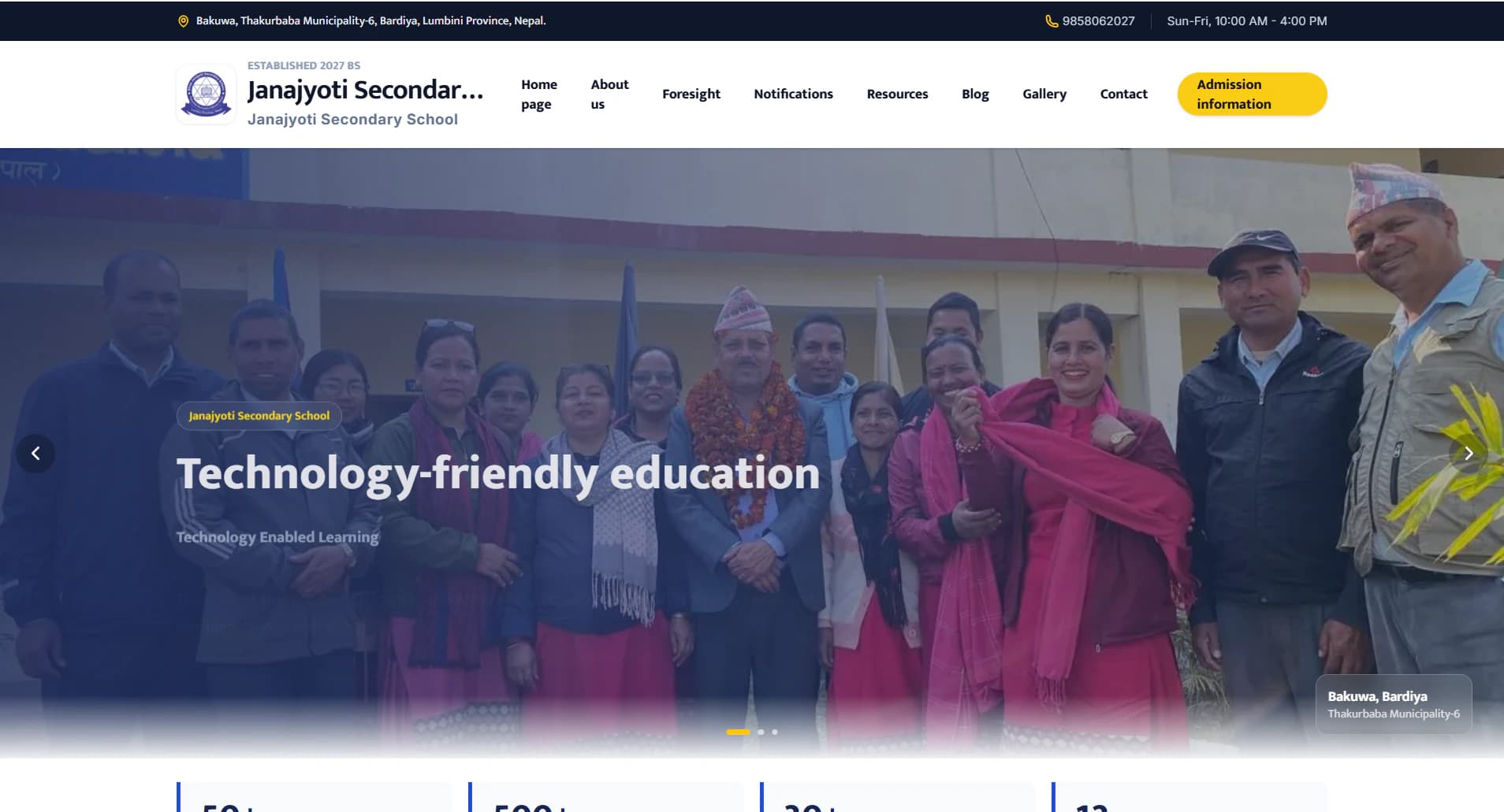 Janjyoti Secondary Boarding School homepage