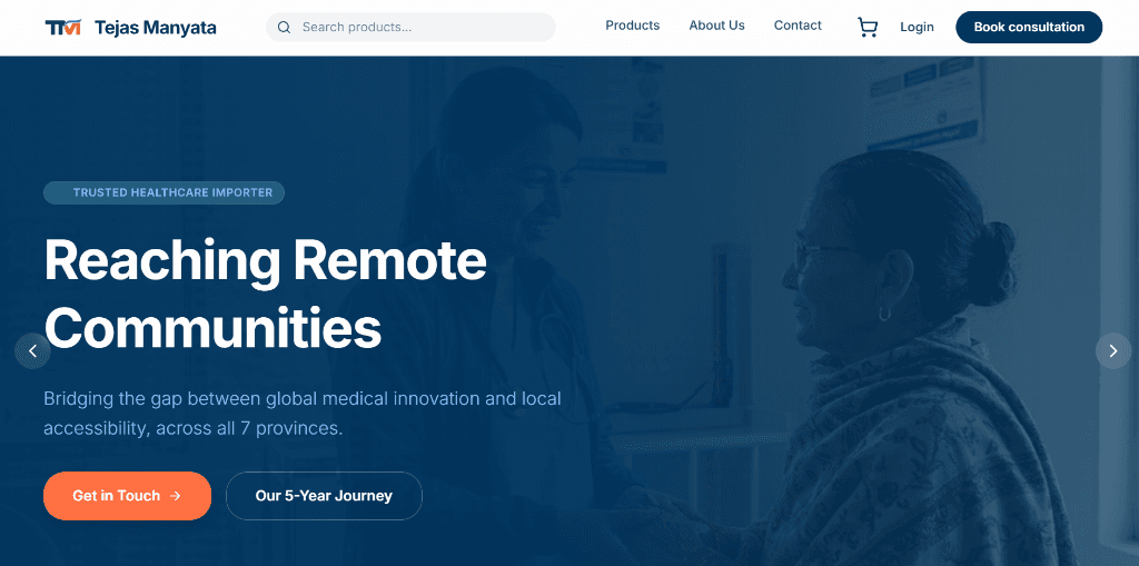 Tejas Manyata healthcare importer homepage