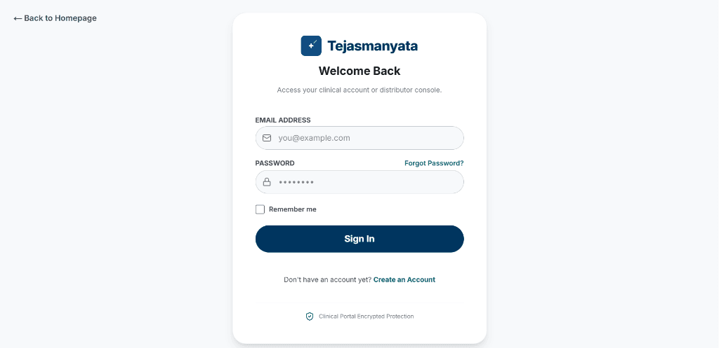 Tejas Manyata clinical login portal
