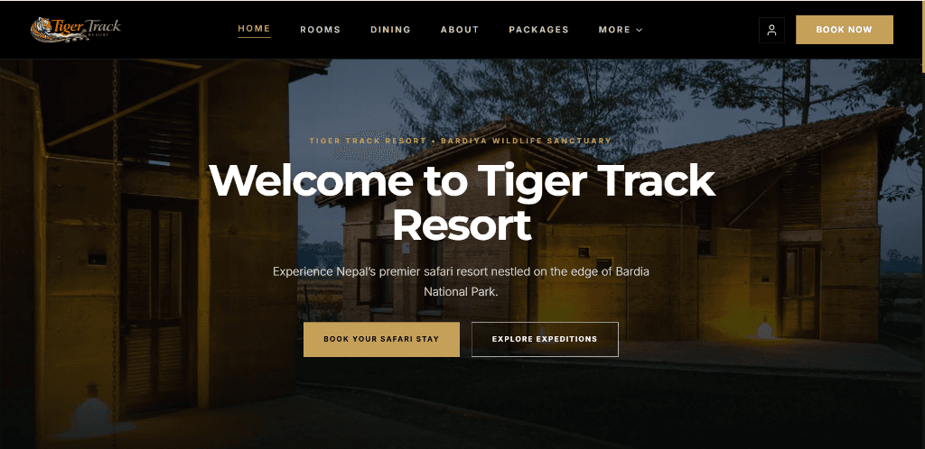 Tiger Track Resort homepage