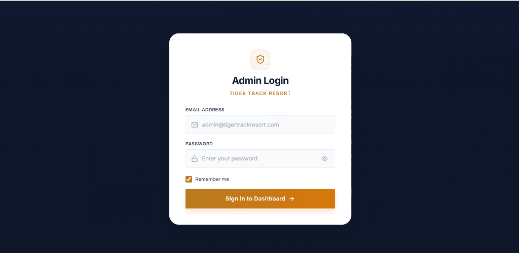 Tiger Track Resort admin portal